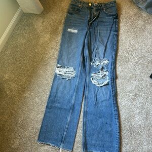 Zara high rise distressed jeans